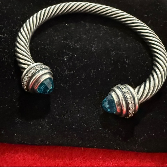 David Yurman Cable Crystal Bangle Cuff Bracelet - Picture 1 of 16